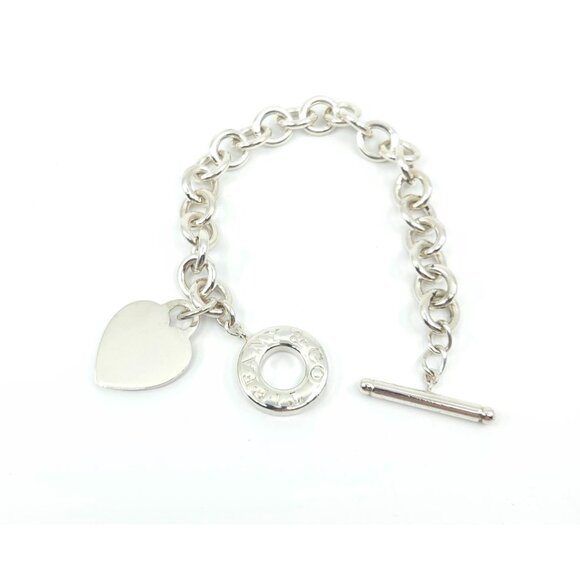 Tiffany & Co Sterling Silver Return to Tiffany Toggle Engravable Heart Bracelet - Picture 1 of 15